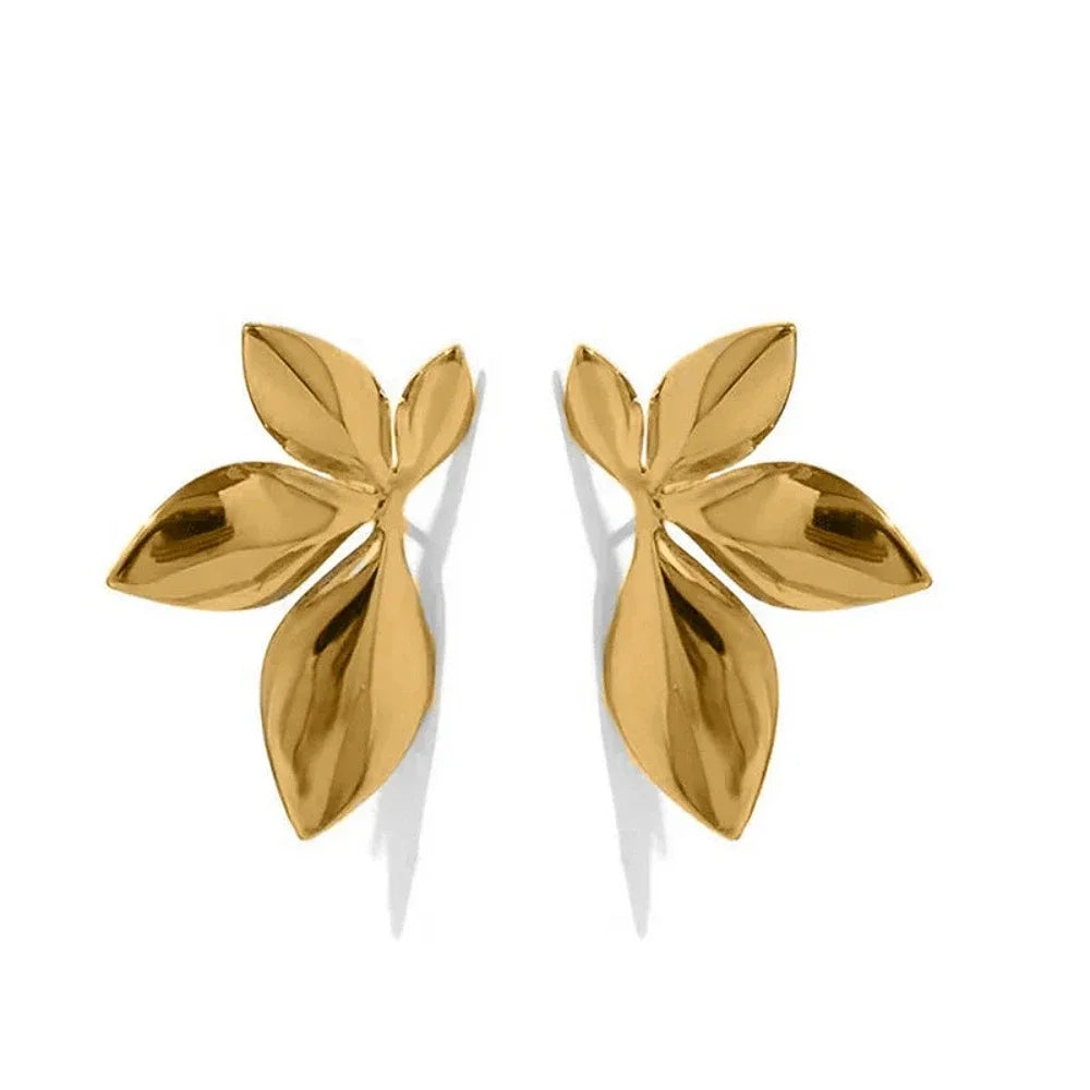 Wire Flower Stainless Steel Stud Earrings
