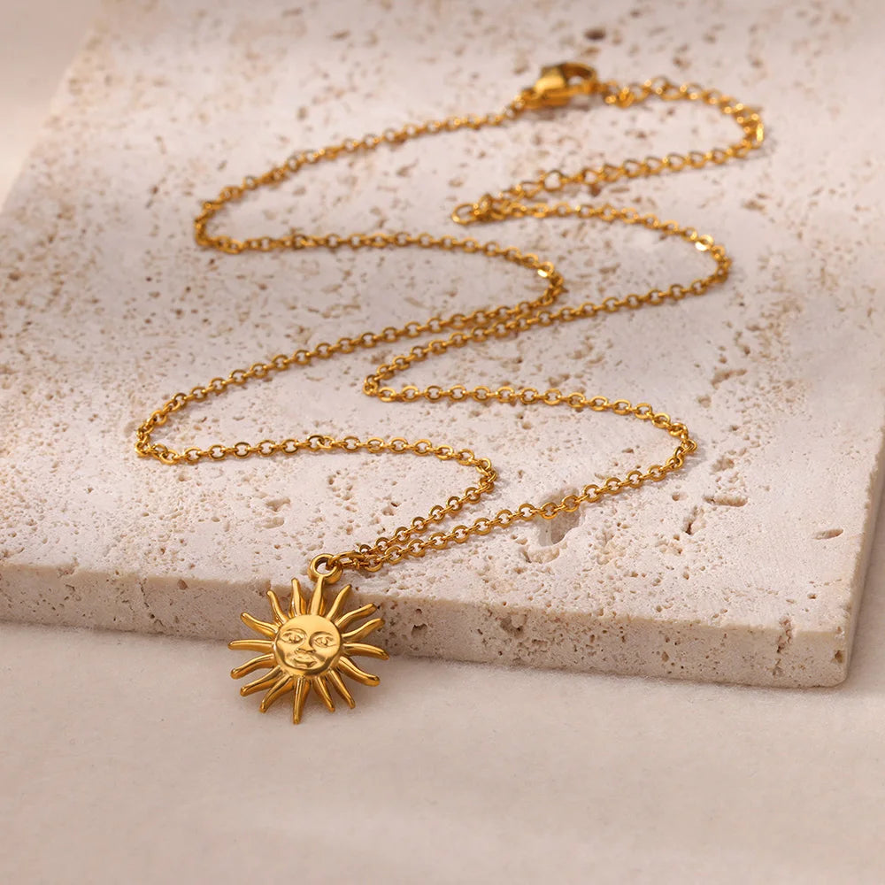 Sunflower Geometric Pendant Necklace
