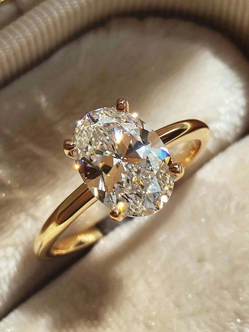 925 Sterling Silver Elliptical Zircon Ring