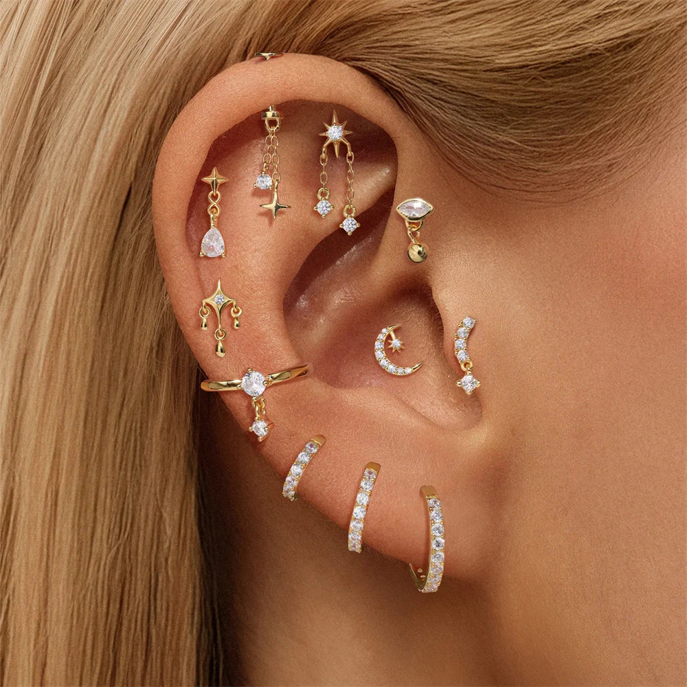 Star Zircon Ear Bone Piercing Earring 