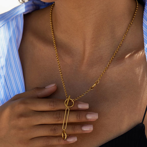 18K Gold Y Chain Necklace 