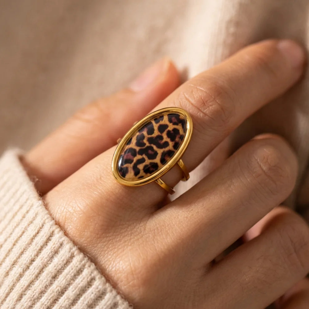 Vintage Leopard Print Stainless Steel Ring