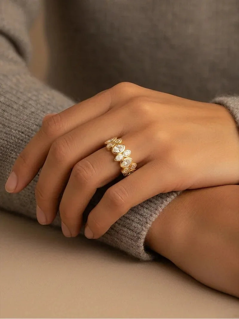 925 Sterling Silver Oval Zircon Ring 