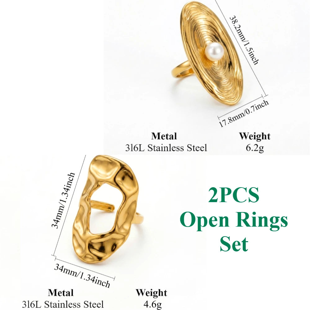 Gold Irregular Organic Ring – Chunky 316L Stainless Steel Statement Band