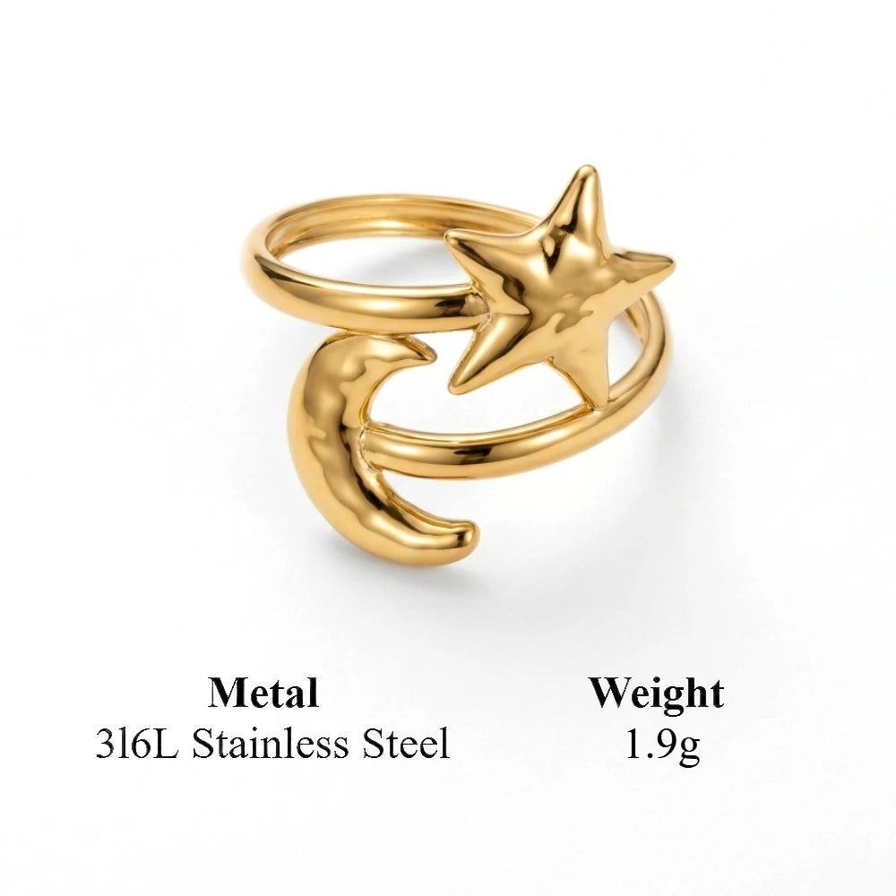 Gold Irregular Organic Ring – Chunky 316L Stainless Steel Statement Band