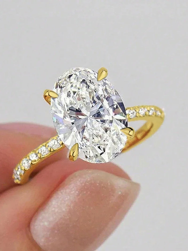 925 Sterling Silver Elliptical Zircon Ring
