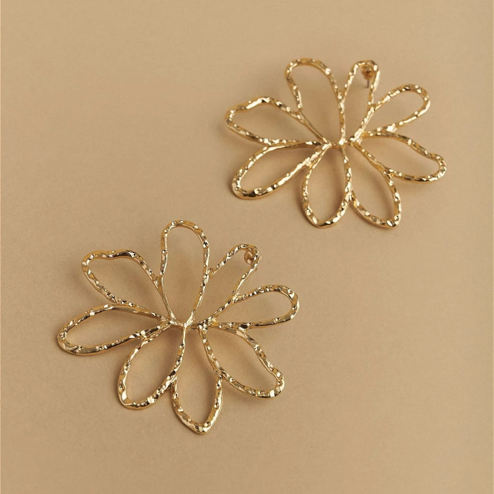 Wire Flower Stainless Steel Stud Earrings