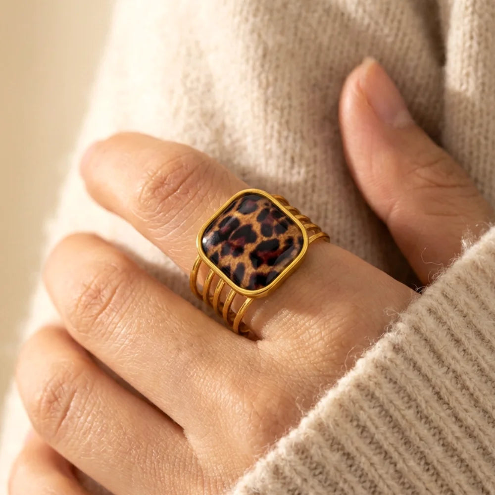 Vintage Leopard Print Stainless Steel Ring