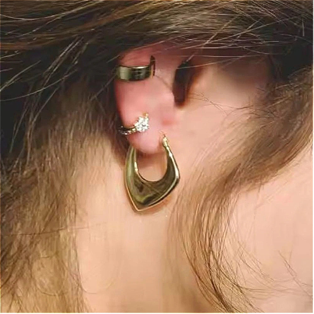 Twisted Circle Huggie Hoop Earrings 