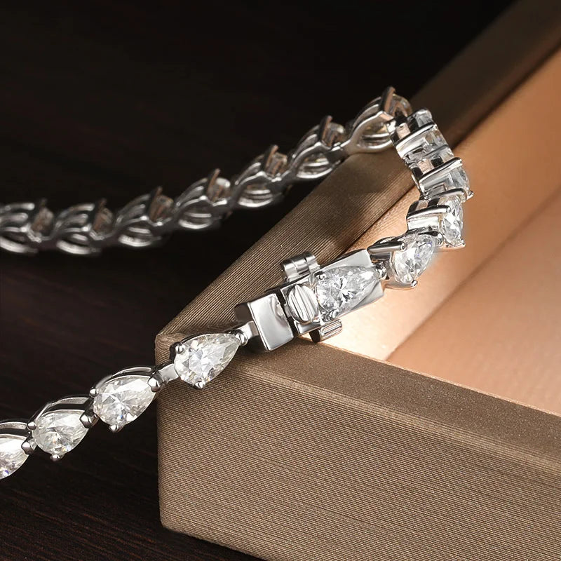 Pear Cut Moissanite Tennis Bracelet