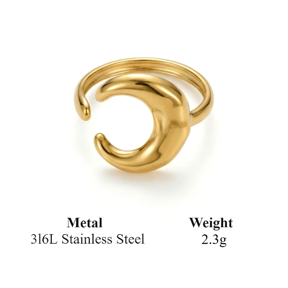 Gold Irregular Organic Ring – Chunky 316L Stainless Steel Statement Band