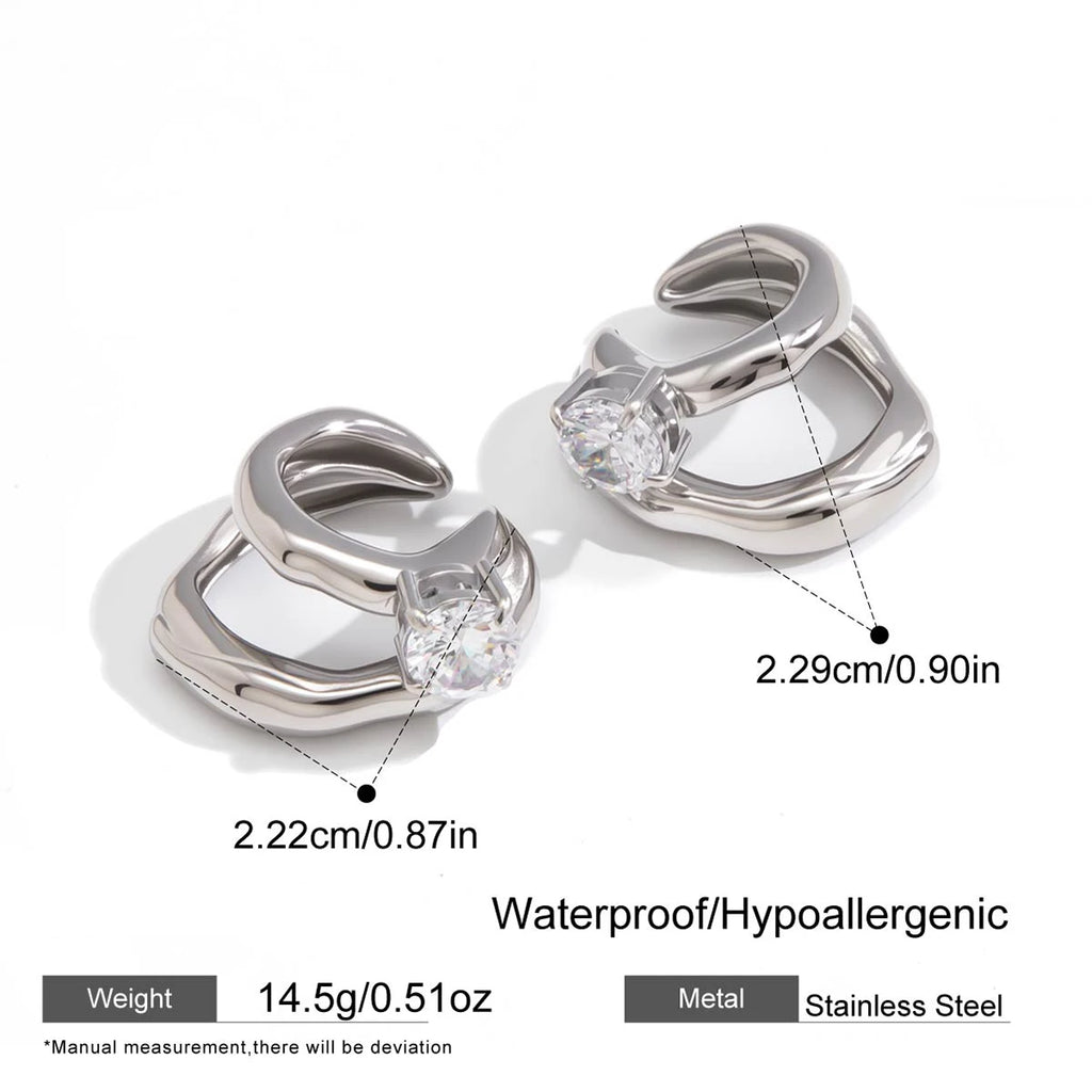 Yori Exquisite Cubic Zirconia Double Layer Clip-On Earrings