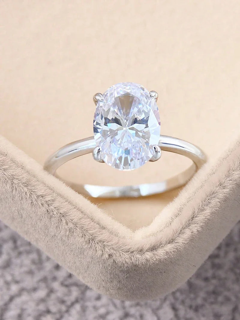 925 Sterling Silver Elliptical Zircon Ring