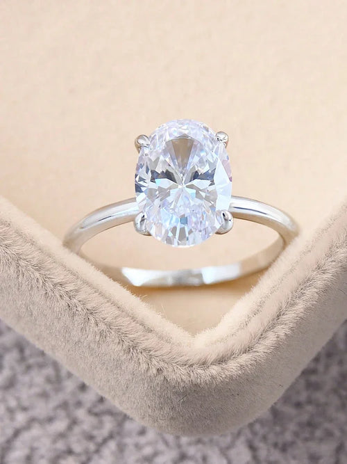 925 Sterling Silver Elliptical Zircon Ring