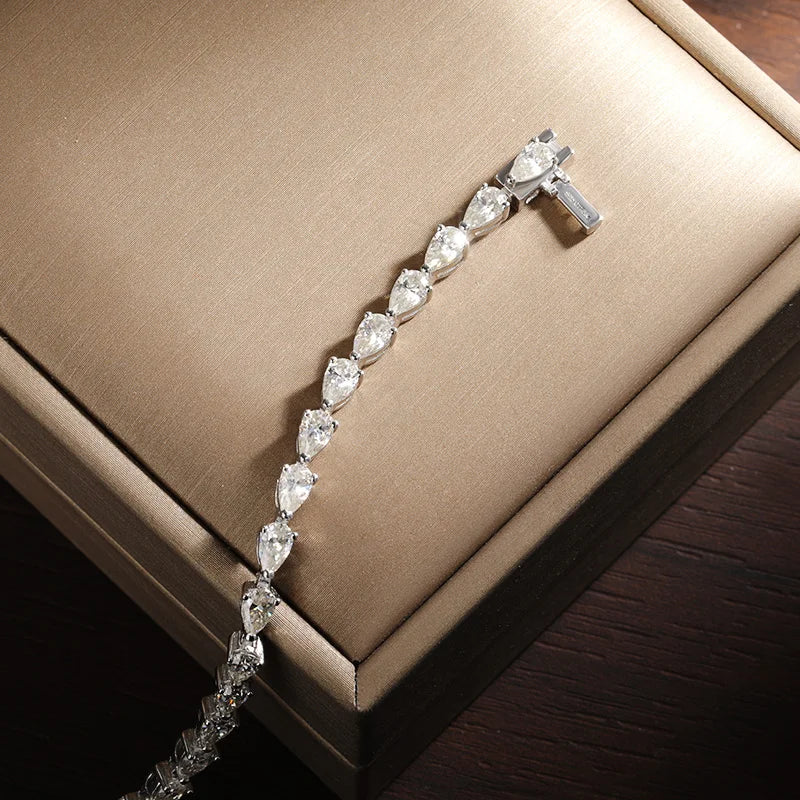 Pear Cut Moissanite Tennis Bracelet