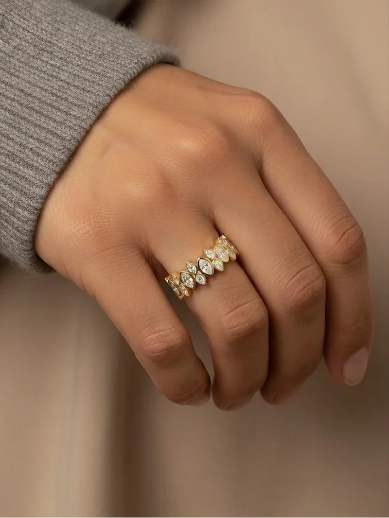 925 Sterling Silver Oval Zircon Ring 