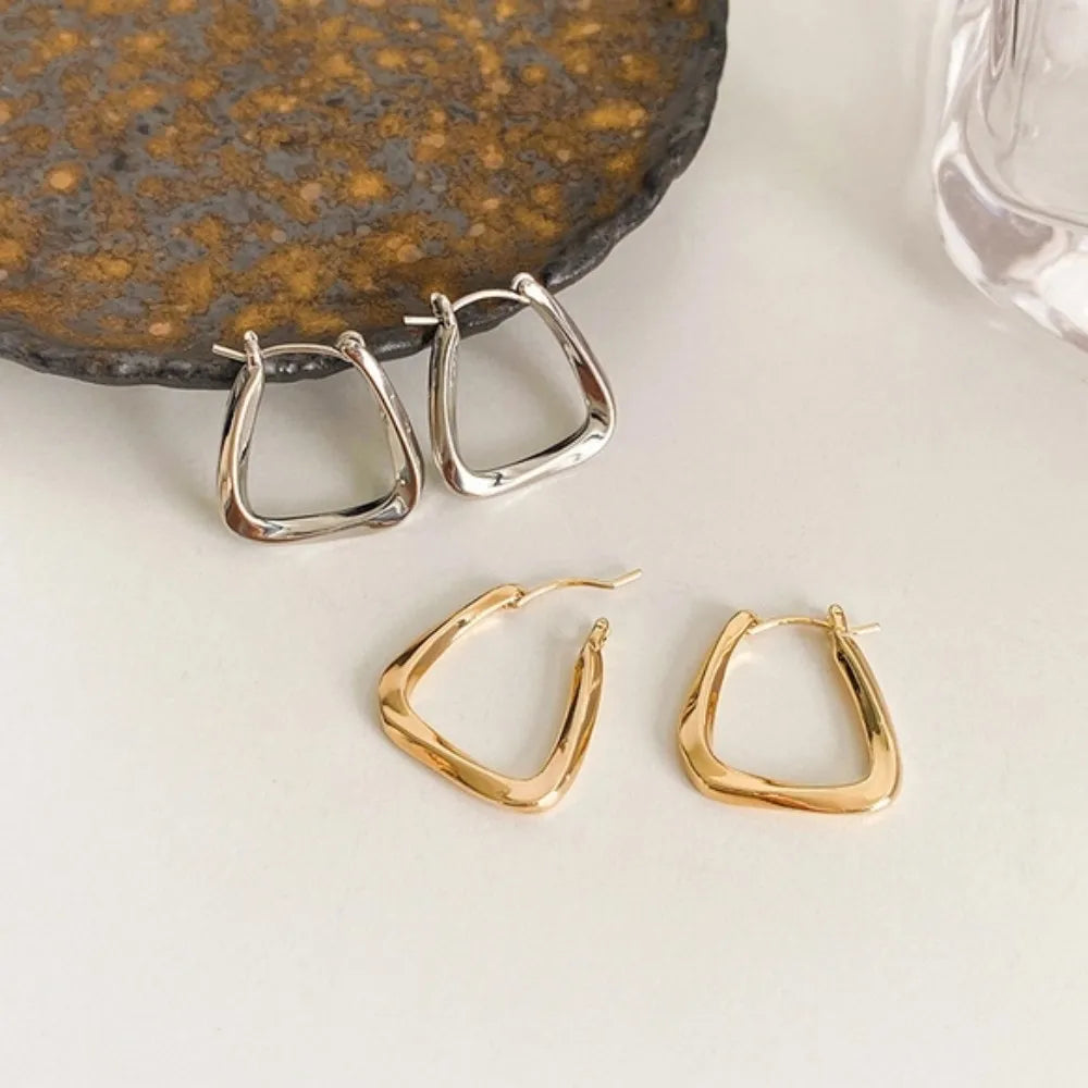 Twisted Circle Huggie Hoop Earrings 