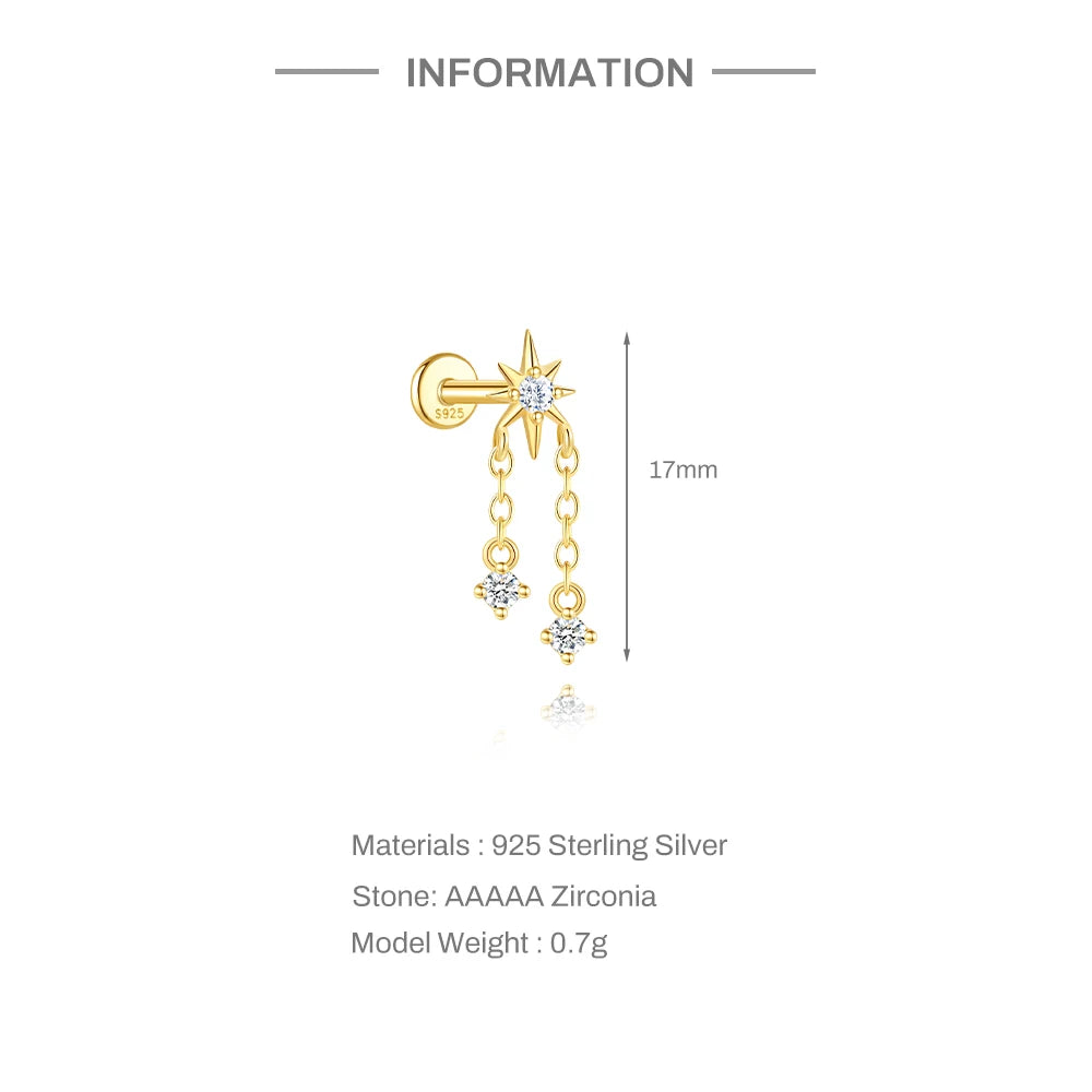 Star Zircon Ear Bone Piercing Earring 