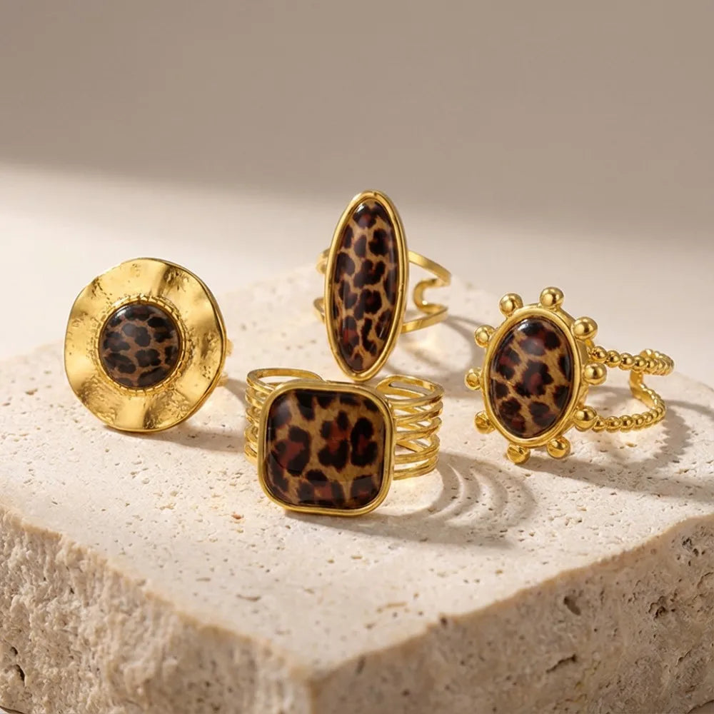 Vintage Leopard Print Stainless Steel Ring