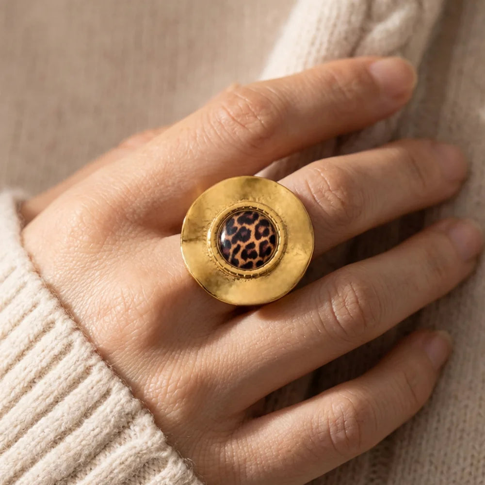 Vintage Leopard Print Stainless Steel Ring