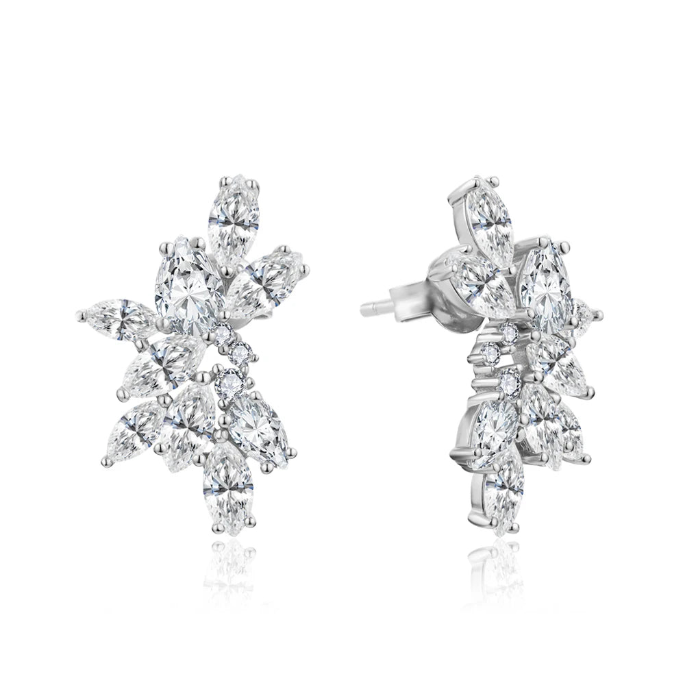 Cluster Moissanite Diamond Stud Earrings