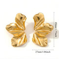 Leaf Gold Plated Statement Stainless Steel Stud Earrings
