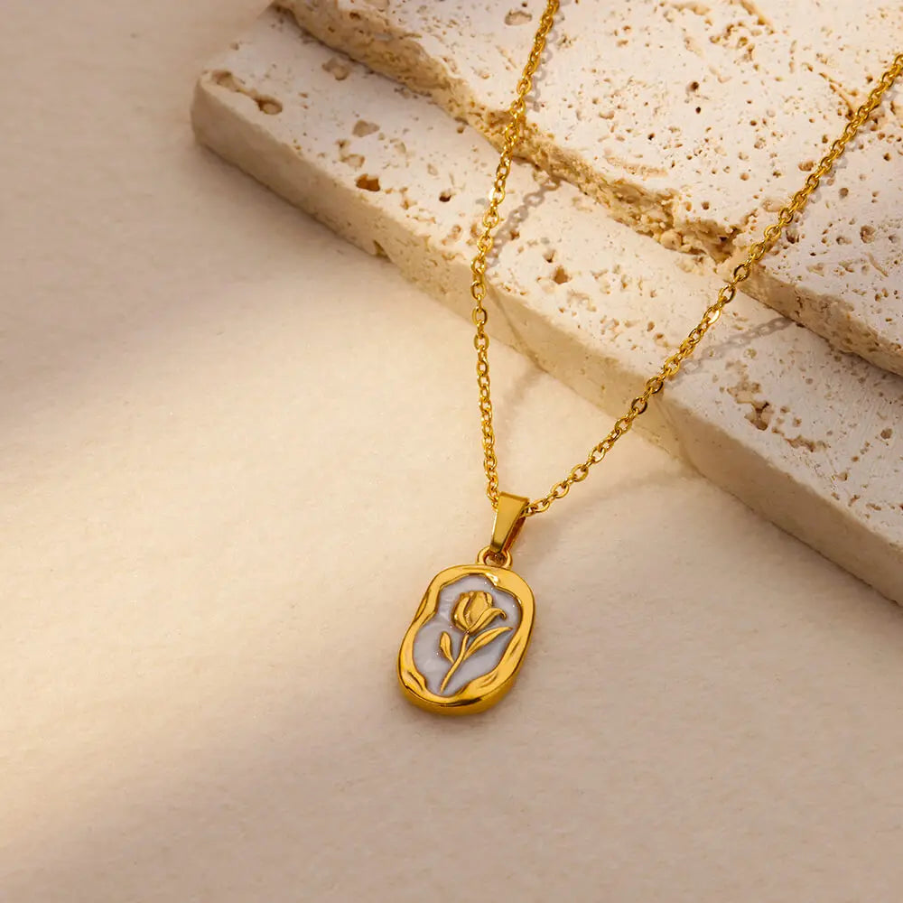 Sunflower Geometric Pendant Necklace