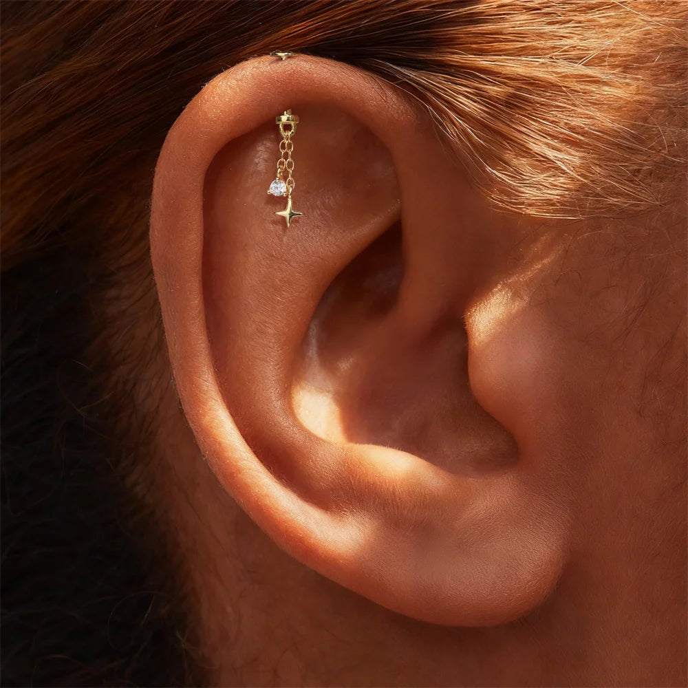 Star Zircon Ear Bone Piercing Earring 