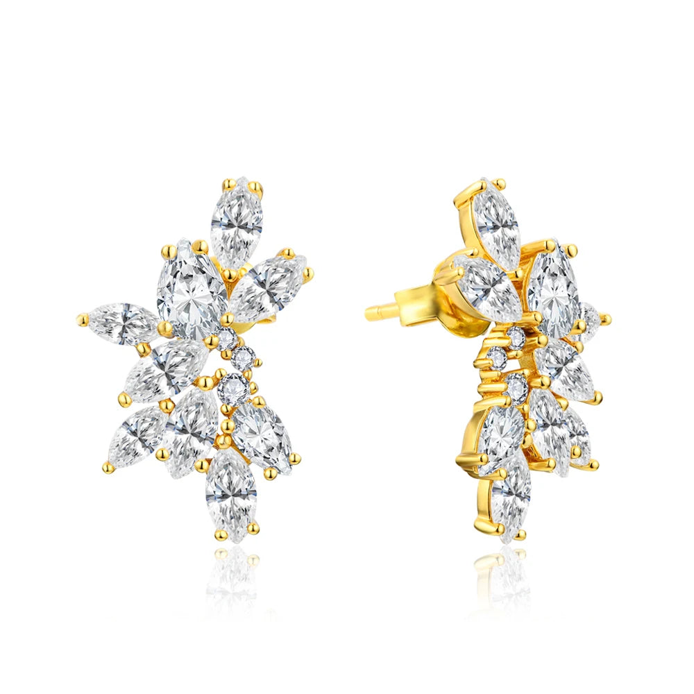 Cluster Moissanite Diamond Stud Earrings
