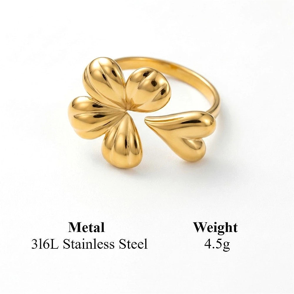 Gold Irregular Organic Ring – Chunky 316L Stainless Steel Statement Band