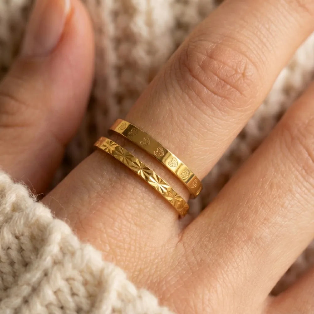 Textured Pattern Minimalist Ring