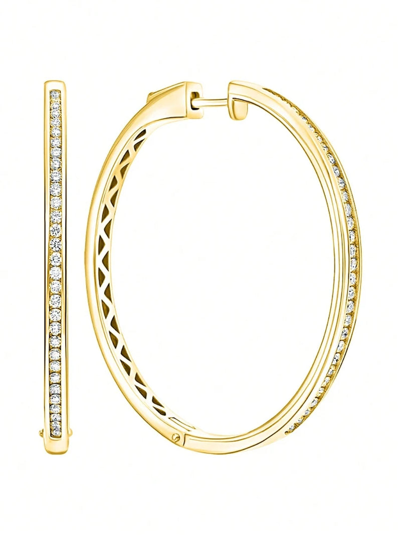 925 Sterling Silver Zircon Hoop Earring
