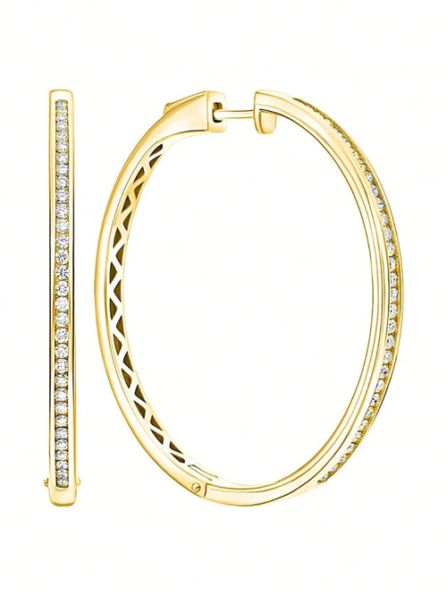 925 Sterling Silver Zircon Hoop Earring