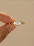 925 Sterling Silver Oval Hug Zircon Ring 