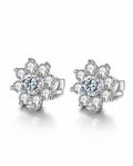 Moissanite Diamond Flower Stud Earrings