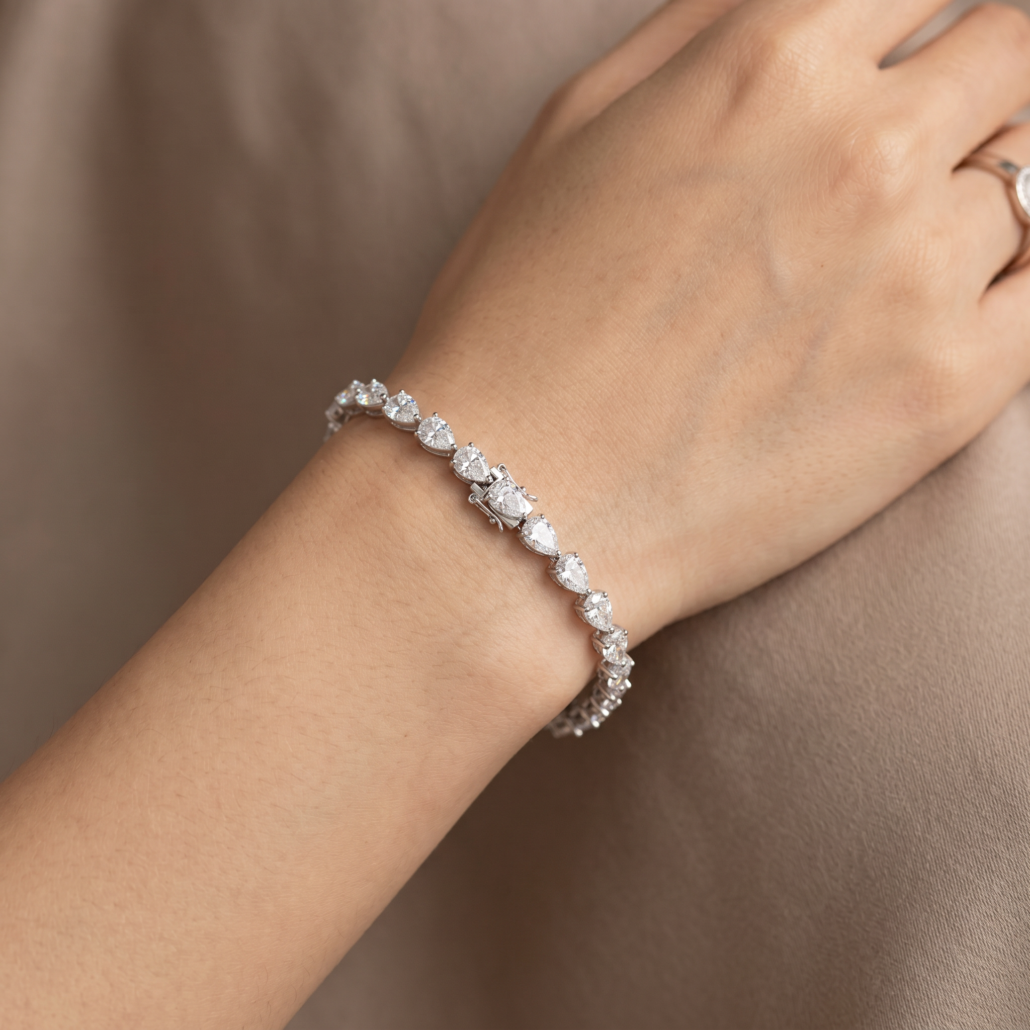Pear Cut Moissanite Tennis Bracelet