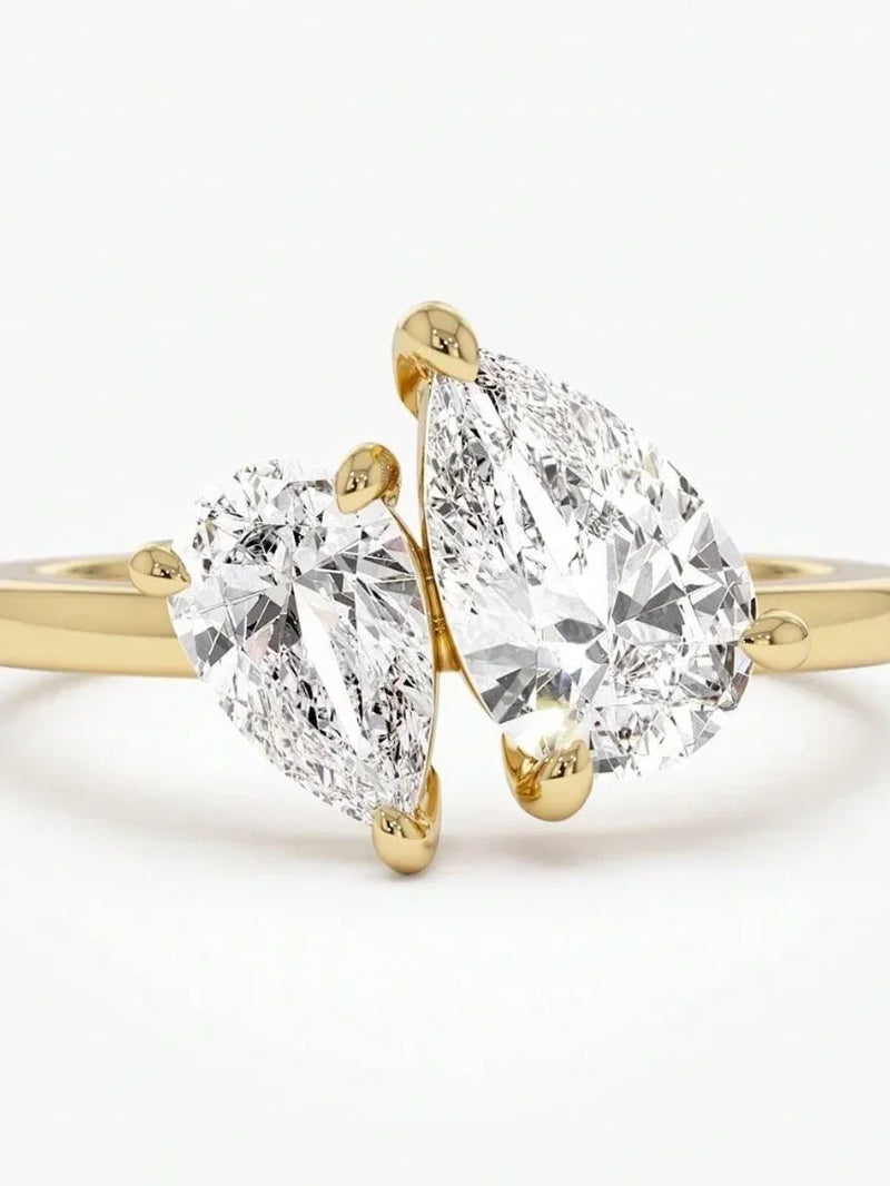 925 Sterling Silver Water Drop Zircon Ring 