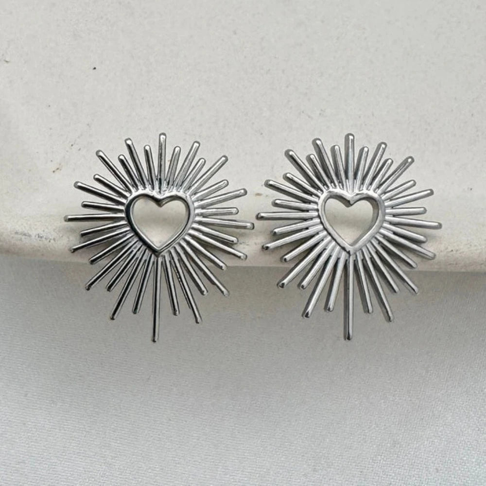 Wire Flower Stainless Steel Stud Earrings