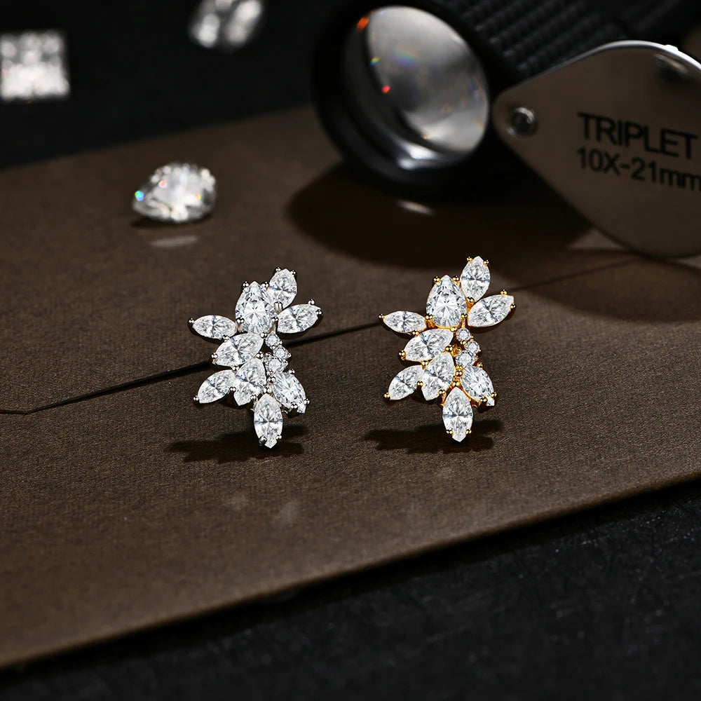 Cluster Moissanite Diamond Stud Earrings