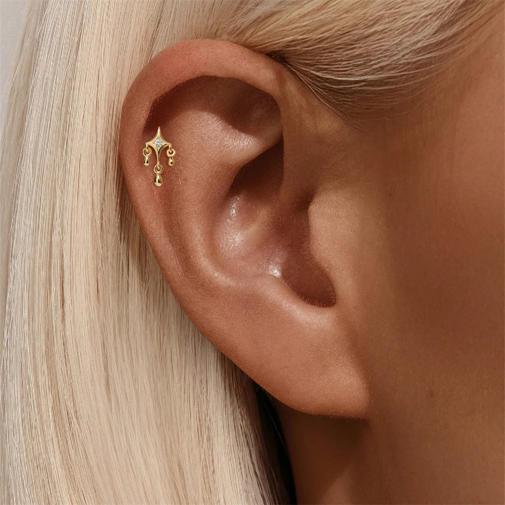 Star Zircon Ear Bone Piercing Earring 