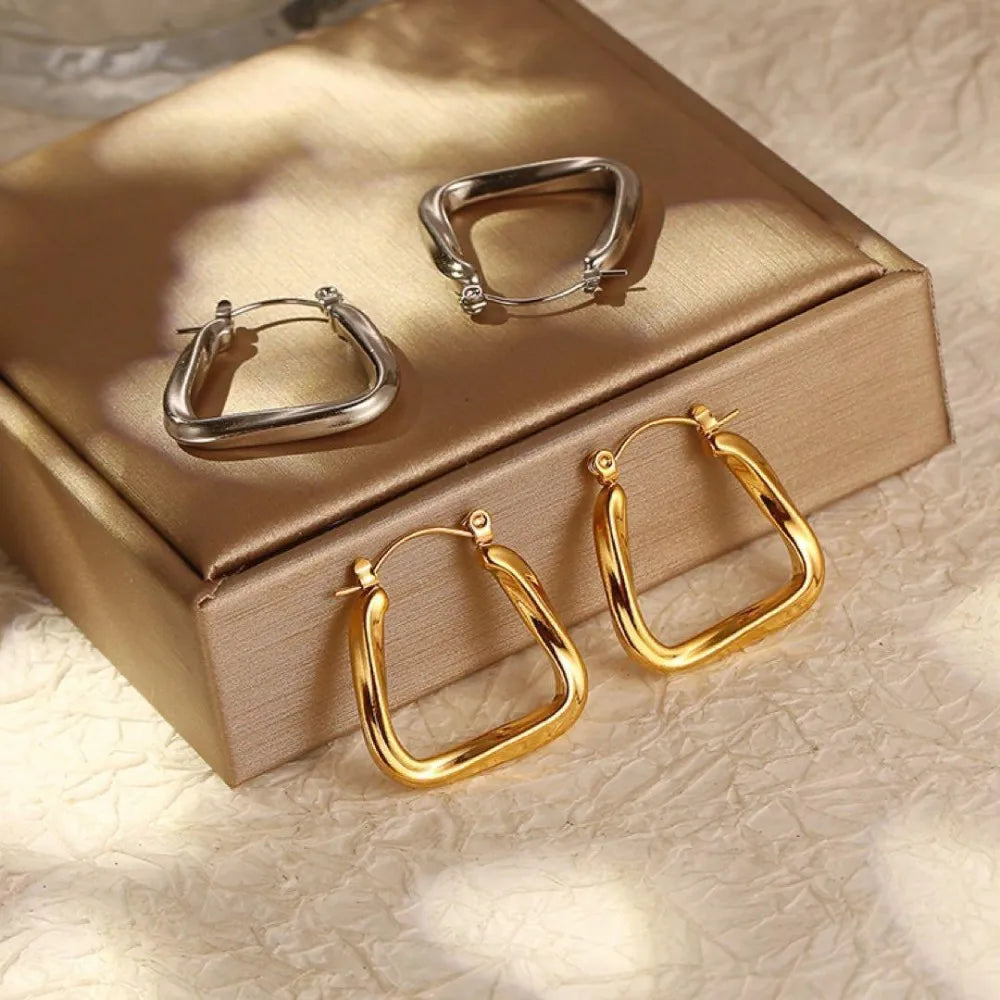 Twisted Circle Huggie Hoop Earrings 