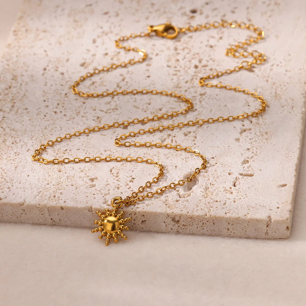 Sunflower Geometric Pendant Necklace