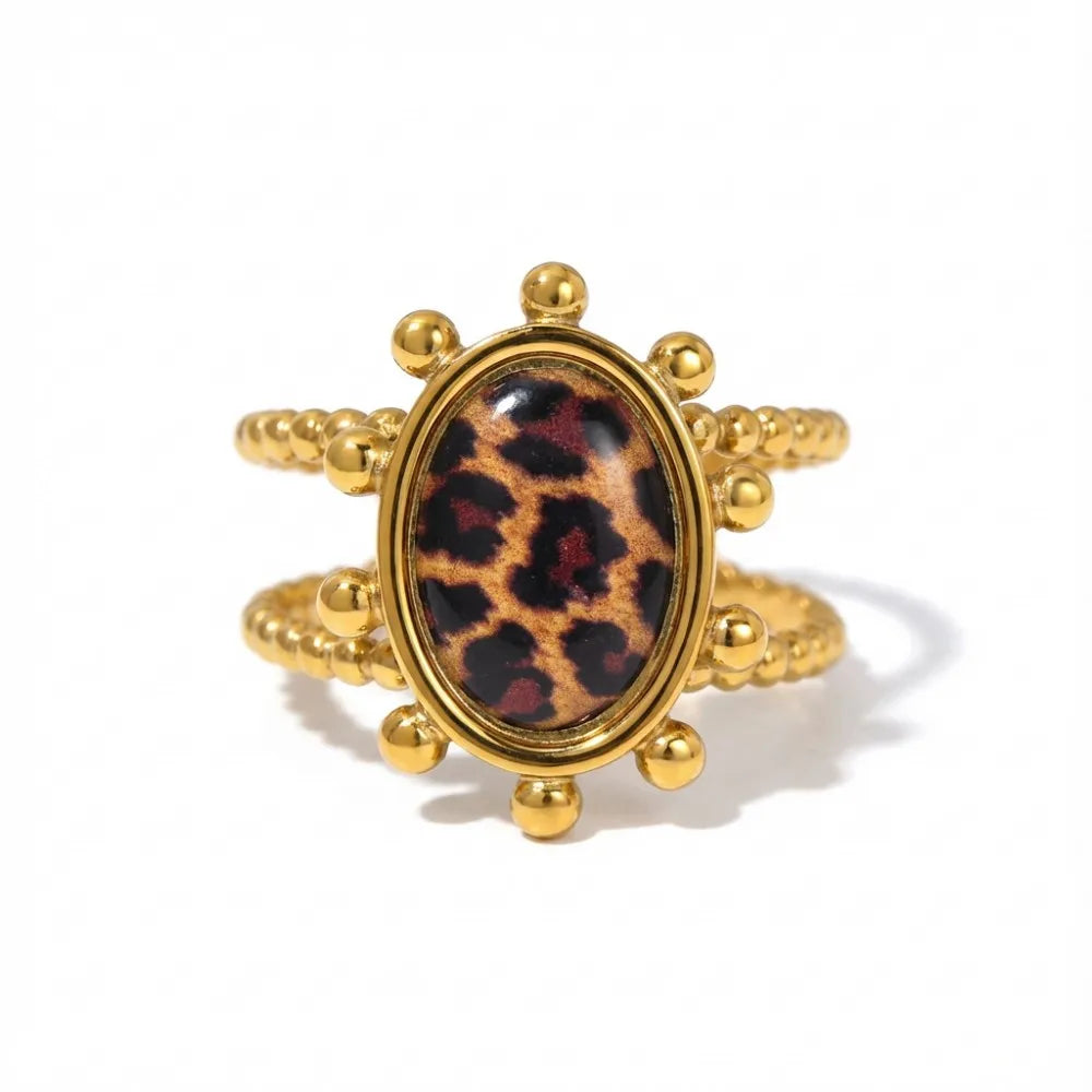 Vintage Leopard Print Stainless Steel Ring