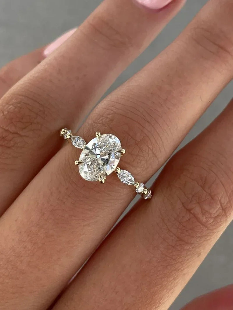 925 Sterling Silver Elliptical Zircon Ring