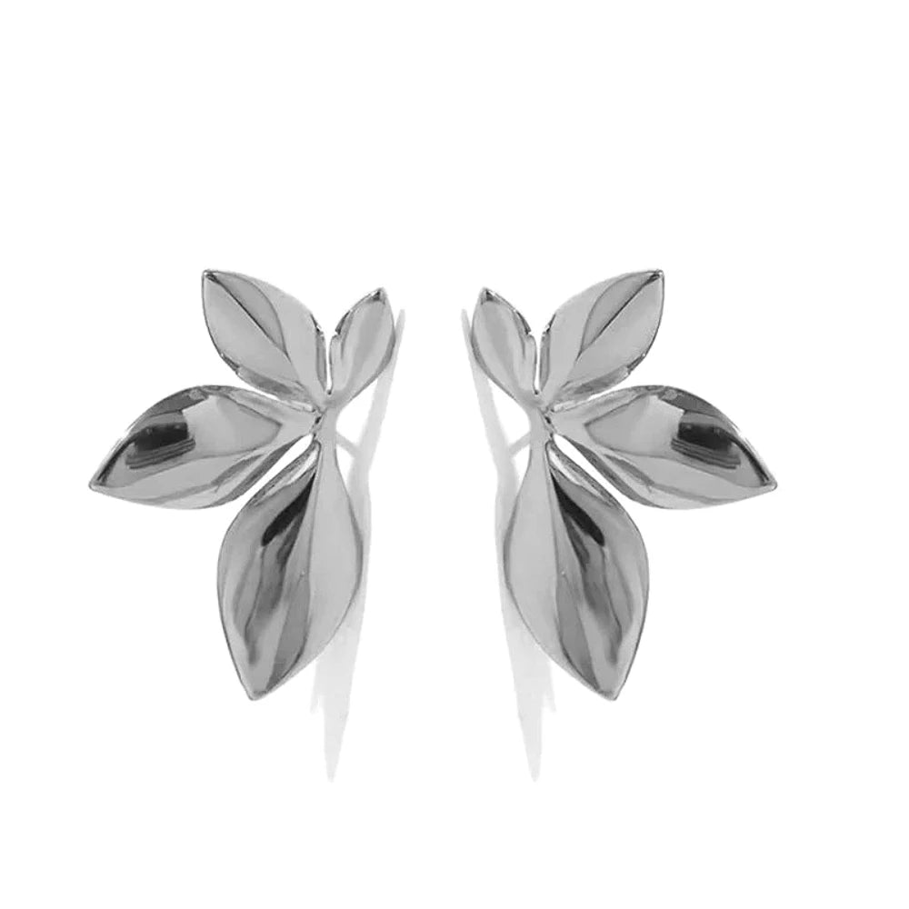Wire Flower Stainless Steel Stud Earrings