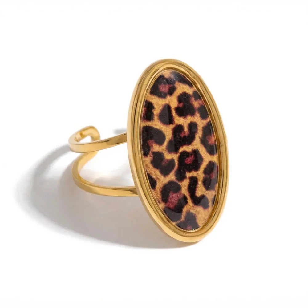 Vintage Leopard Print Stainless Steel Ring