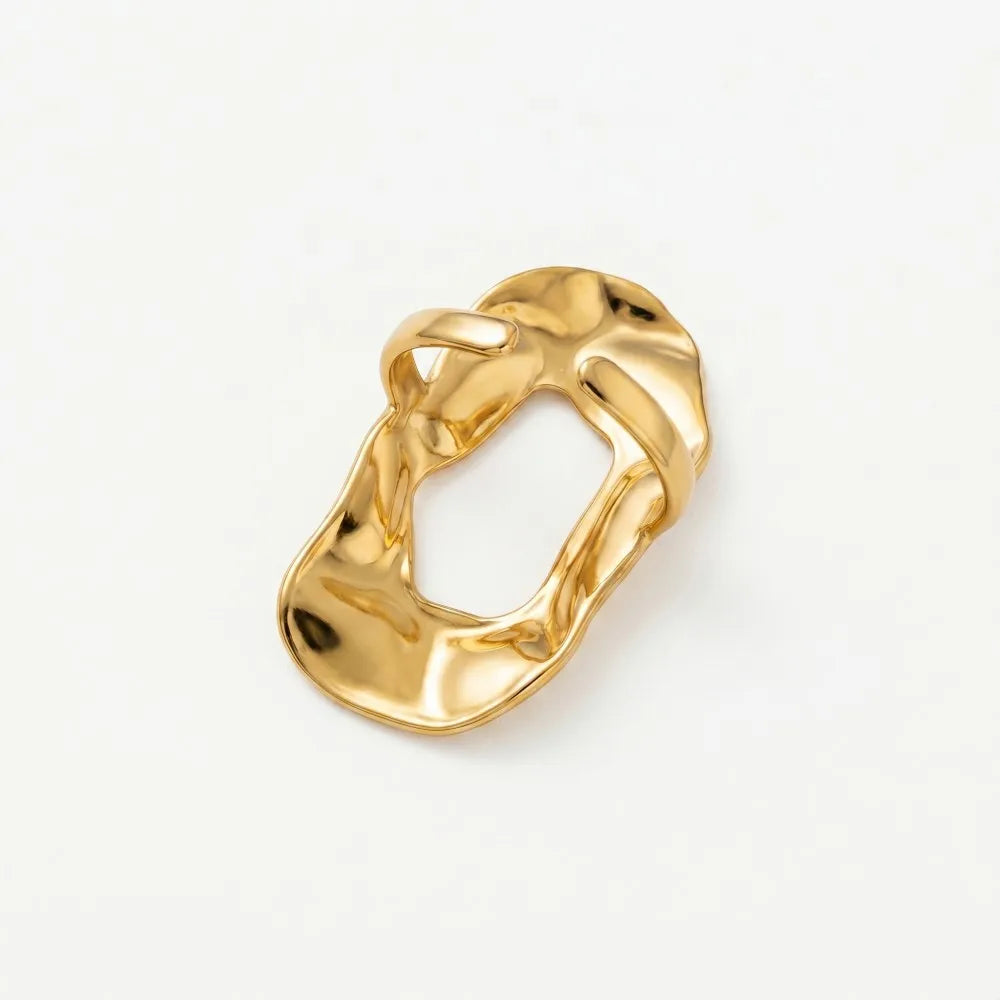 Gold Irregular Organic Ring – Chunky 316L Stainless Steel Statement Band