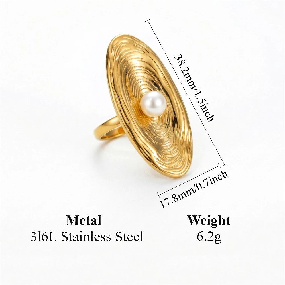 Gold Irregular Organic Ring – Chunky 316L Stainless Steel Statement Band
