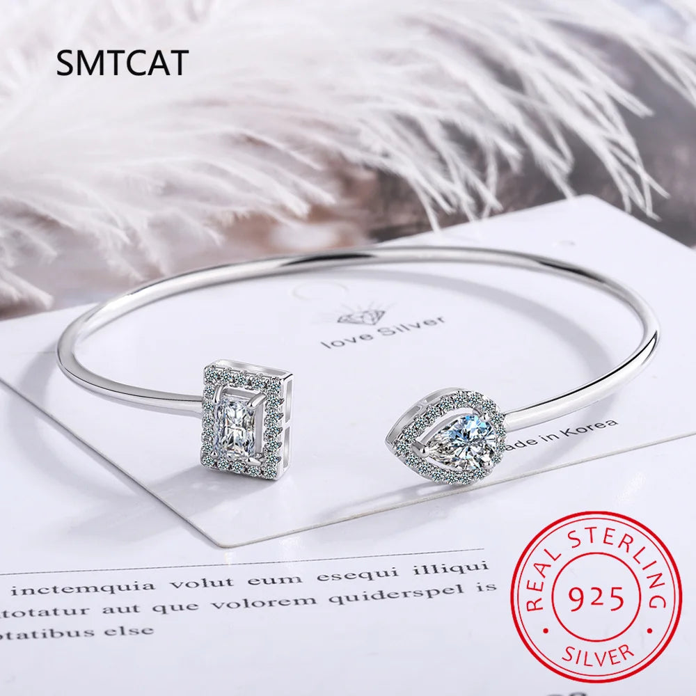 Radiant Cut Moissanite Diamond Water Drop Bracelet